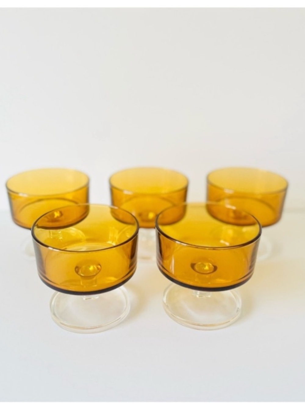 Vintage Luminarc Amber Glass Sherbet Cups Set 5 France